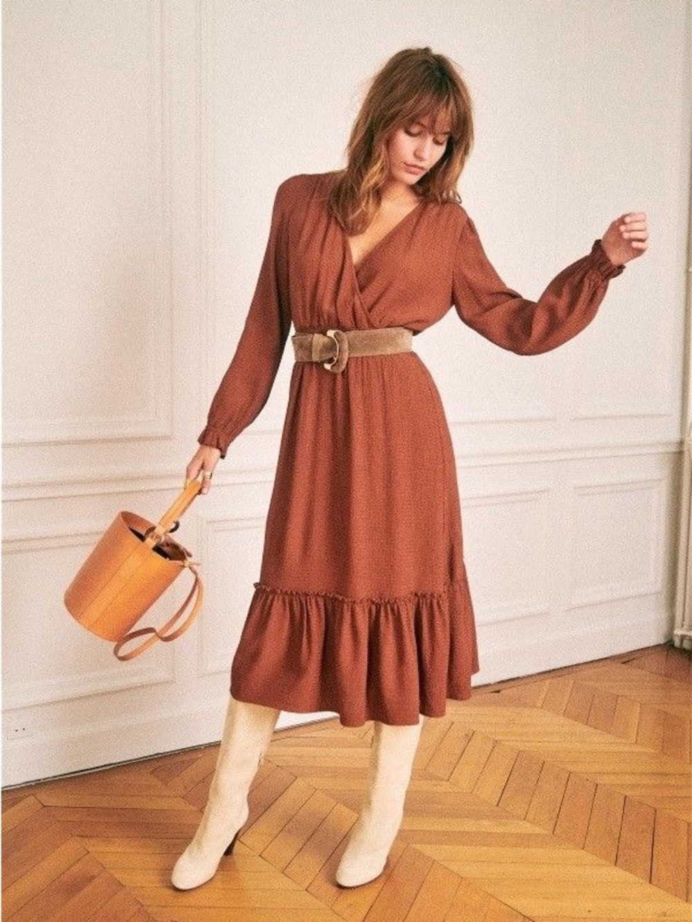 Sezane Titiane Dress in Hazel FR Size 42 (US 10)